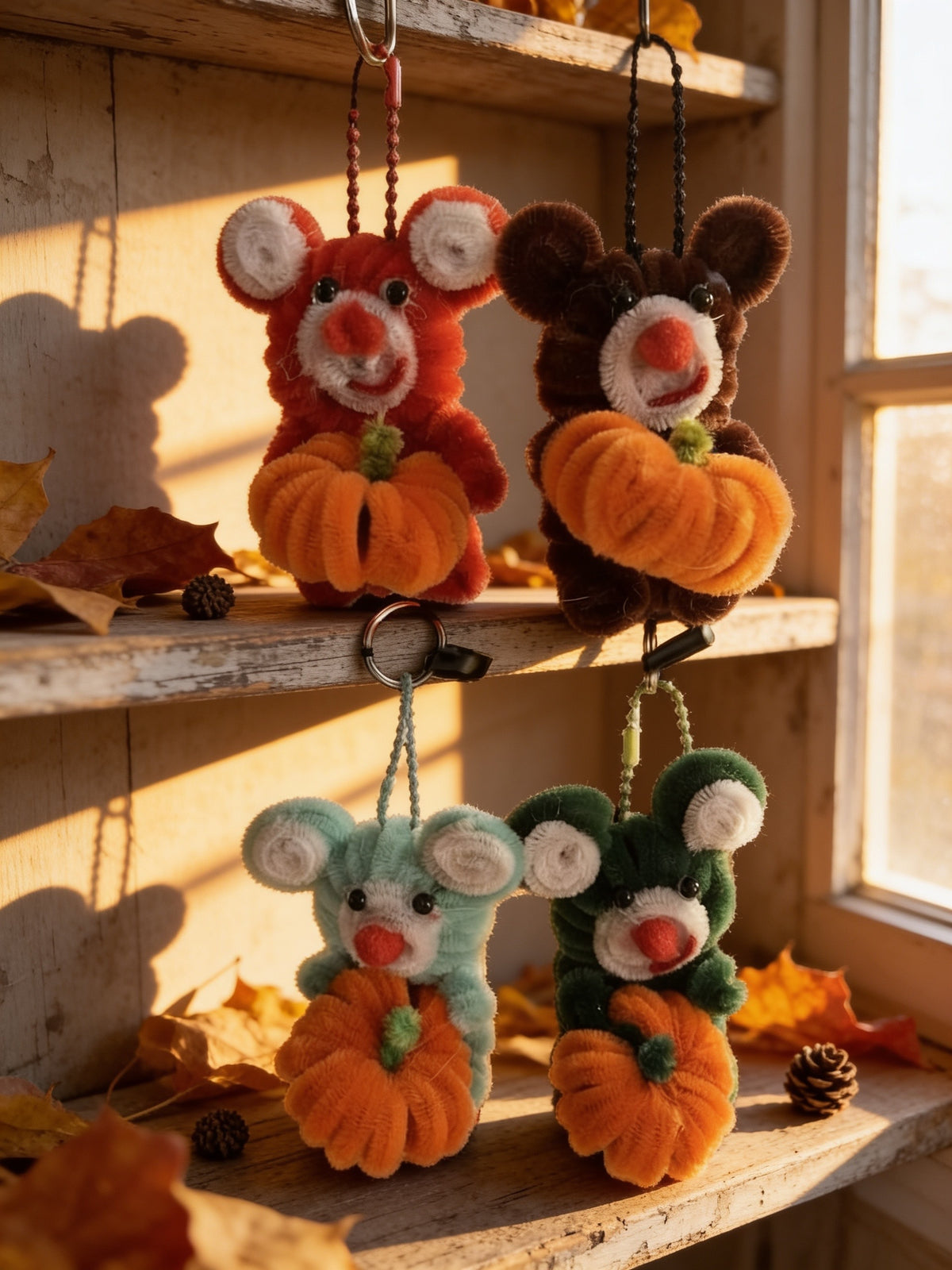 Pumpkin Bear Keychains