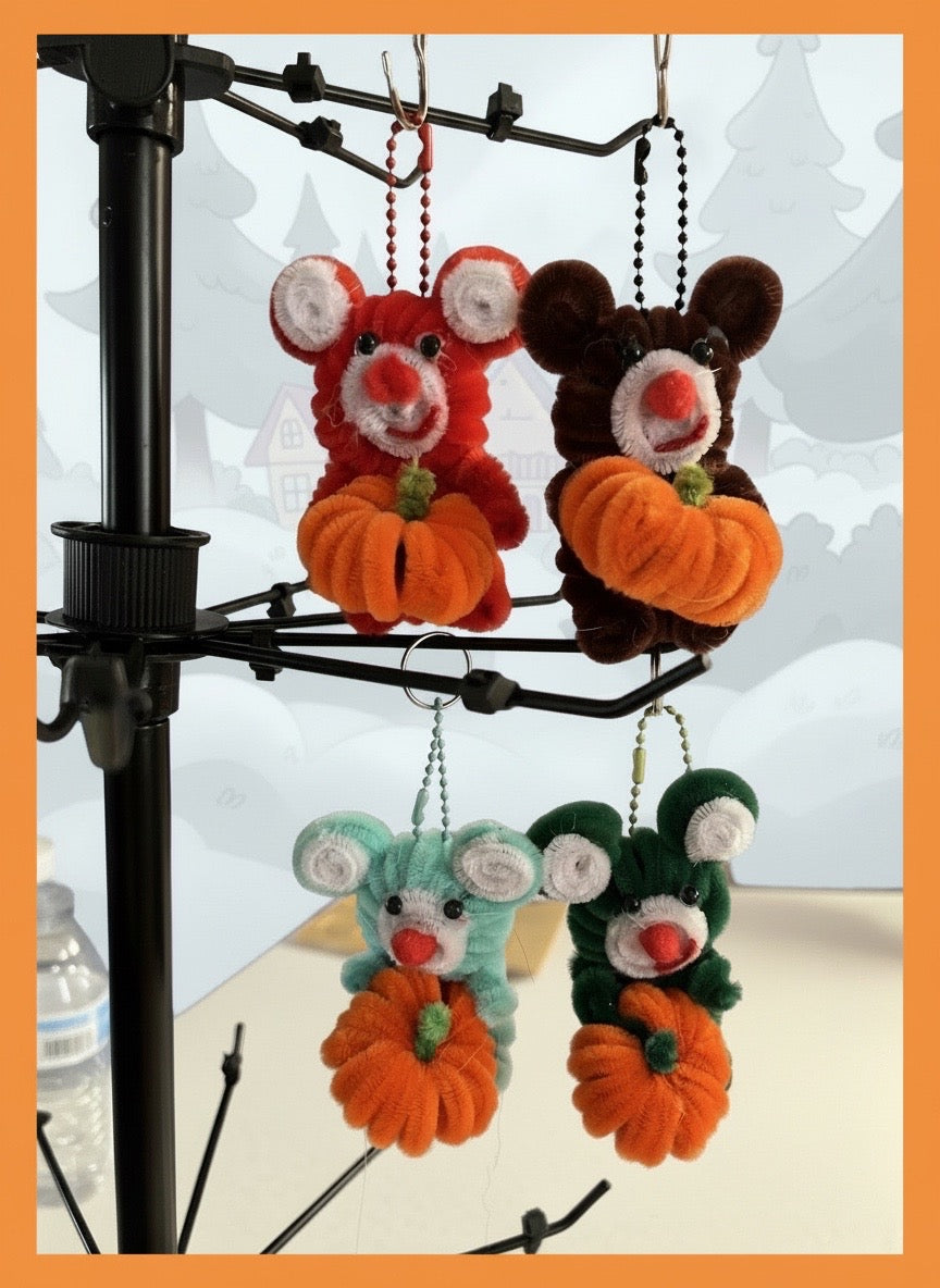 Pumpkin Bear Keychains