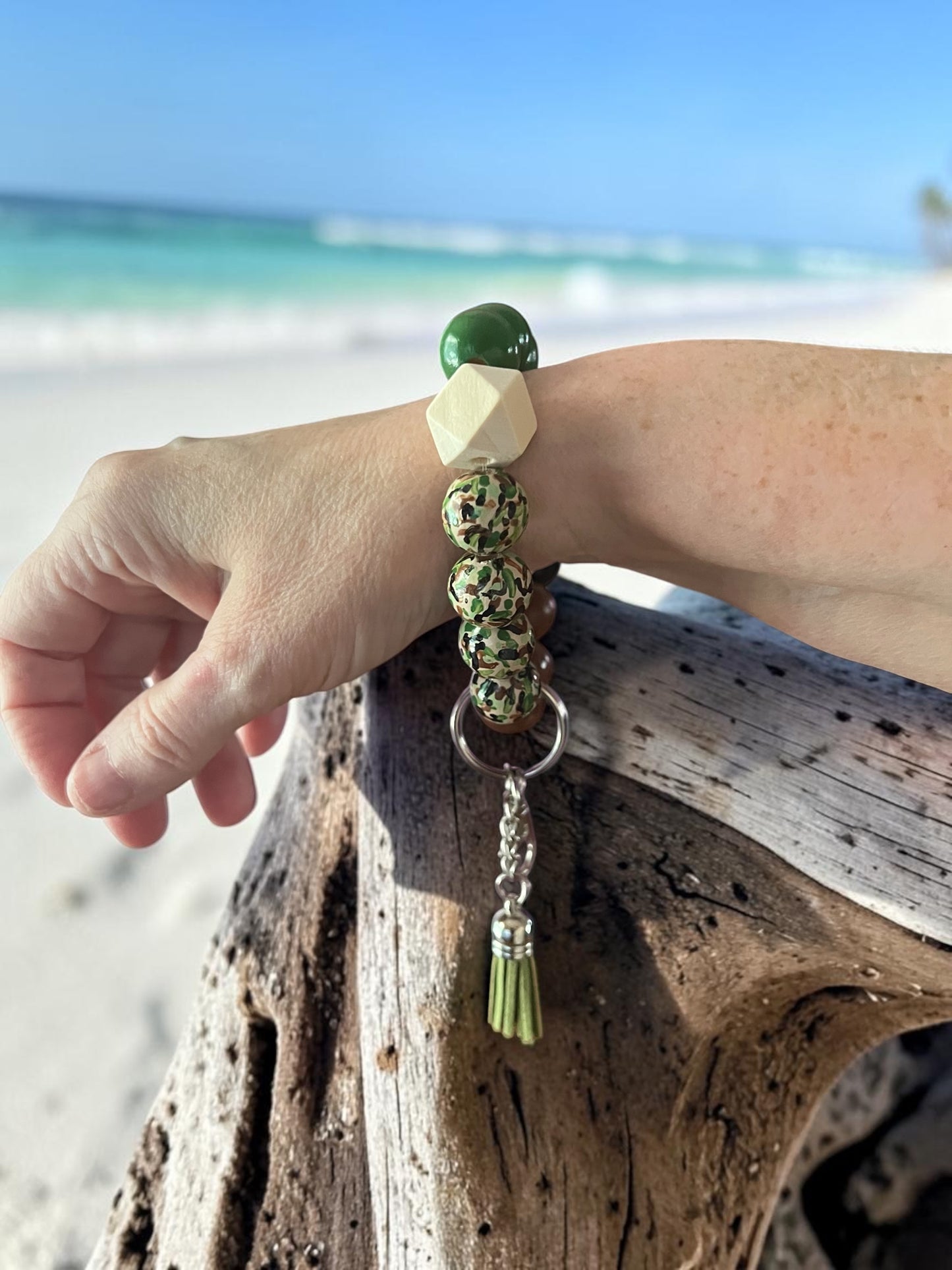 Bright Beaded Wristlet Keychain